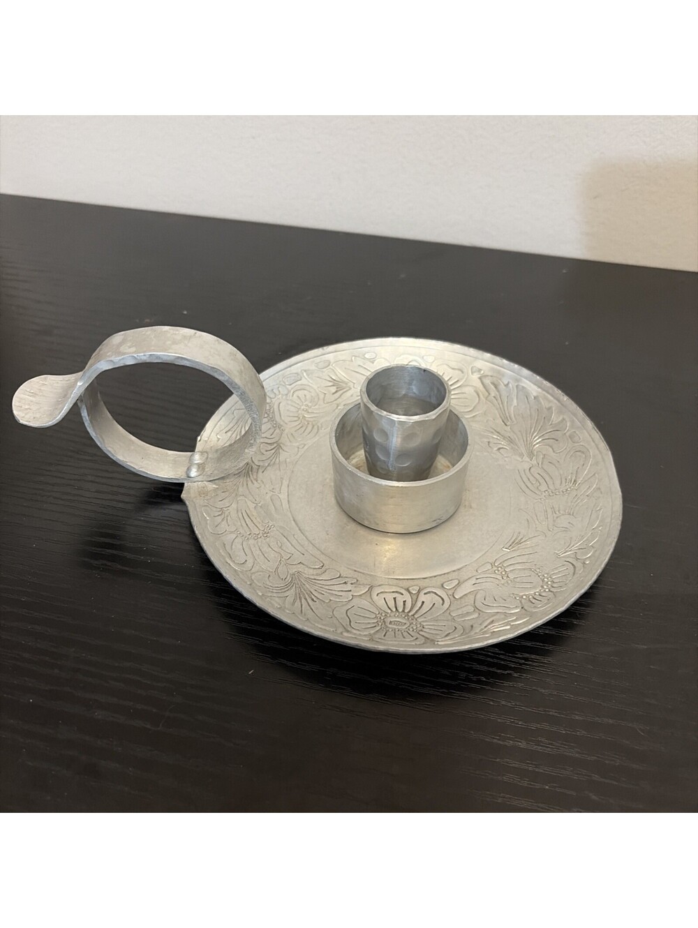 Vintage Hand Forged Aluminum Intaglio Design BY E.M.P.C. Candle handler